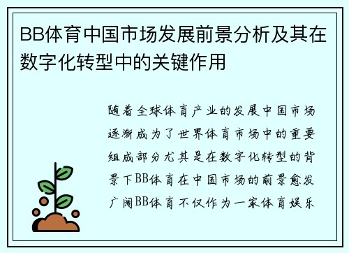 BB体育中国市场发展前景分析及其在数字化转型中的关键作用